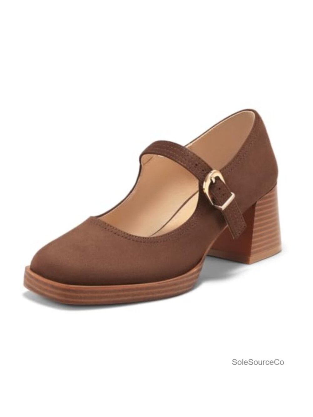 Women's Chunky Heel Mary Jane Pumps Square Toe Buckle Block Heels 2.5 Inch